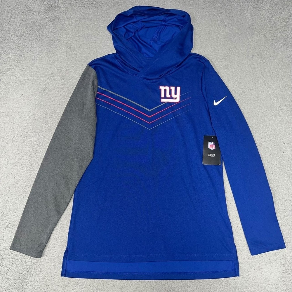 NWT Nike New York Giants Hoodie Shirt Women's Sz M Blue Gray Chevron Performance